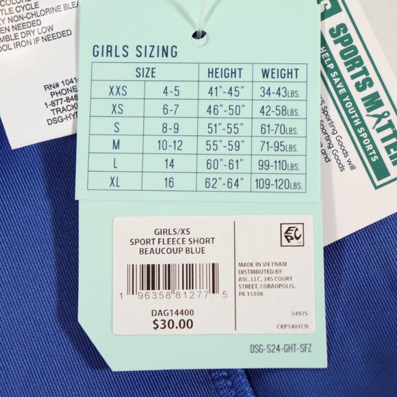 NWT DSG Girls Sport Fleece Mid Rise Shorts in Blue Size S - Picture 12 of 12